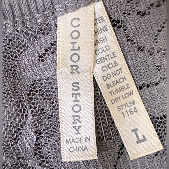 Color Story Sexy Sheer Gray Lace Roses Stretch Top Long Sleeves Pullover Top S/M - Picture 14 of 15